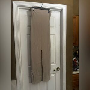 Heart & Hips Taupe ribbed Maxi Dress